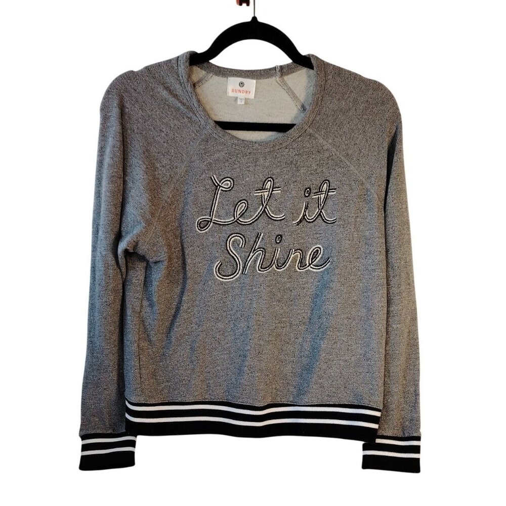 Sundry Let It Shine Grey Sweatshirt Long Sleeve Size 1 Small Crewneck Athleisure